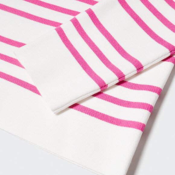 Mango White w/ Fuchsia Stripes Boat-Neck Knitted Sweater/NWT/XXL - Picture 5 of 14